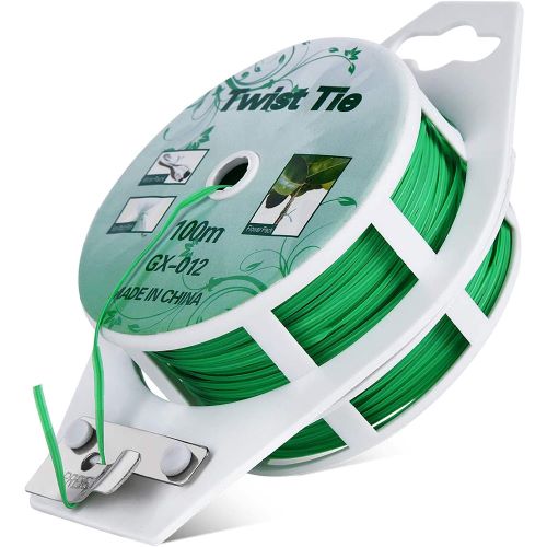 shayier Green Plastic Coated Garden Training Wire Plant Twist Tie 